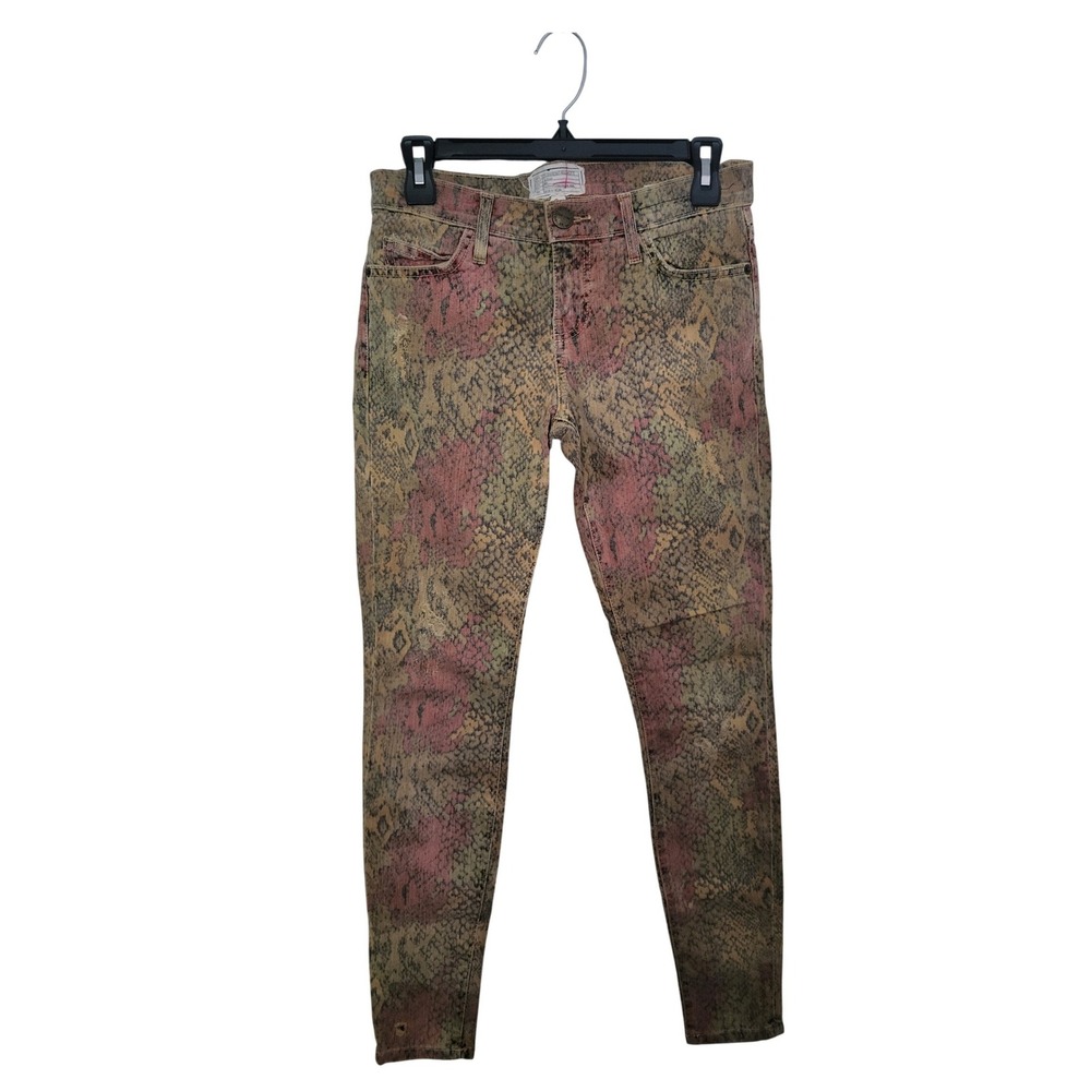 Current Elliott Ankle Skinny Jeans Women 26 Pink Tan Black Desert Python Snake
